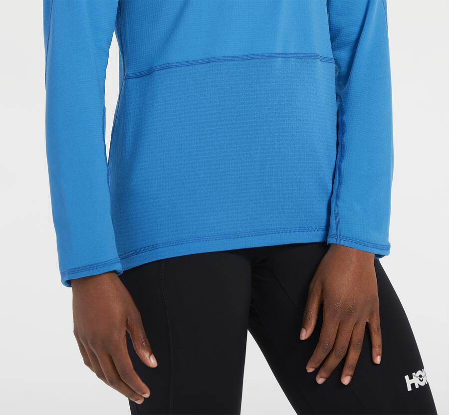 Top Hoka One One Mujer - 1/2 Cremallera Midlayer - Azules - KUP930567